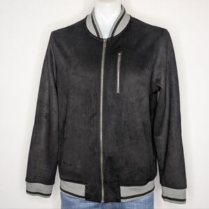 Ben Sherman Black Grey Faux Suede Full Zip Jacket M